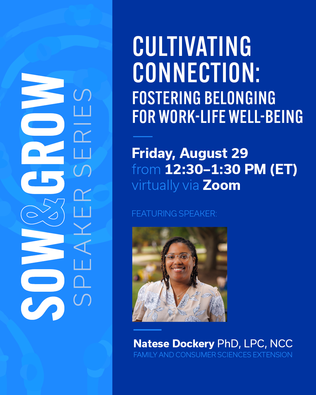 Sow and Grow Speaker Series flyer with speaker photo