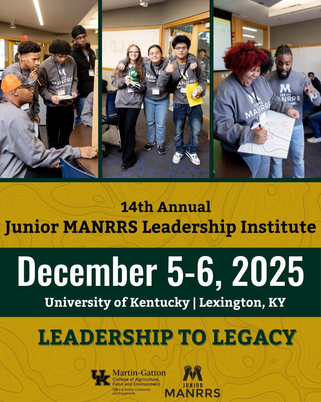 Junior MANRRS Leadership Institute flyer with photos of participants