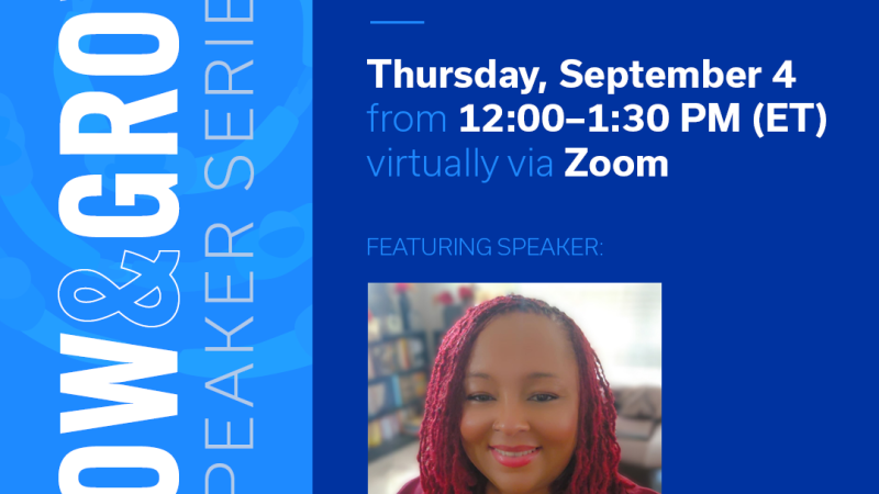 Sow and Grow Speaker Series flyer with speaker photo