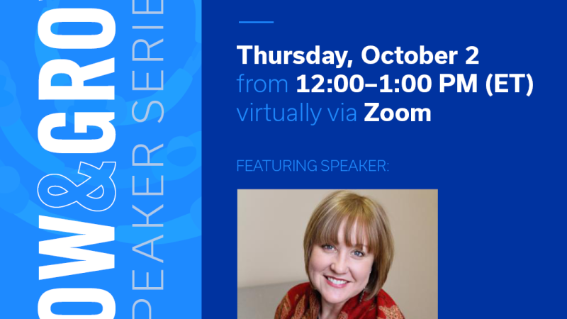 Sow and Grow Speaker Series flyer with speaker photo